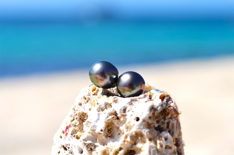 produit: Silver post-earrings Tahitian pearls (8mm)