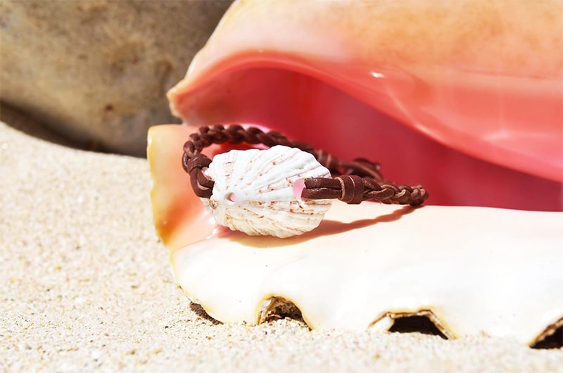 produit: White shell bracelet and Tahitian pearl