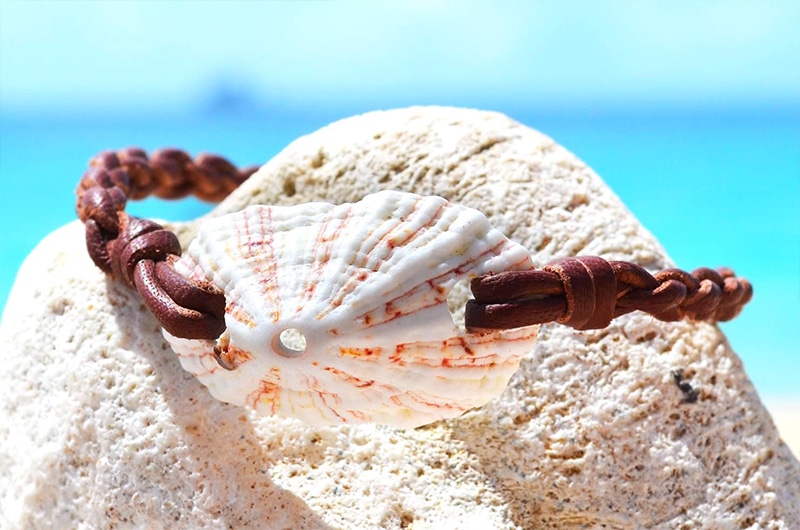 produit: White shell bracelet and Tahitian pearl