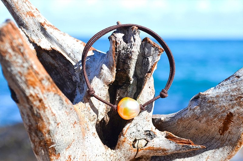 produit: Adjustable bracelet 1 golden Australian Pearl (12mm)