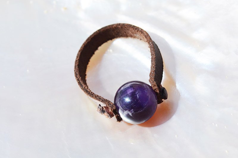 bague-amethyste-cuir-10mm-04 | Kalinas Perles