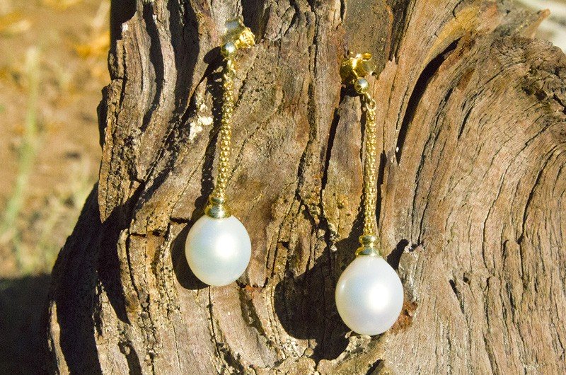 produit: Boucles d'oreilles perles blanches d'Australie