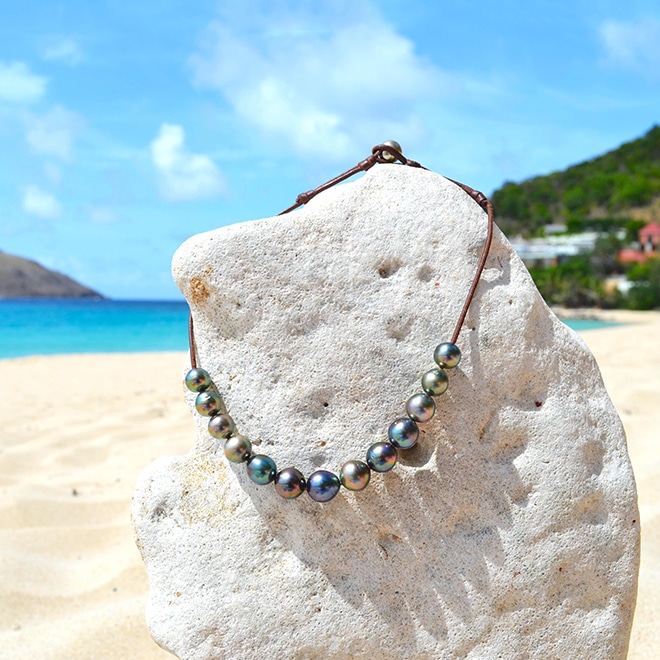 produit: Collier ras du cou 14 perles de Tahiti