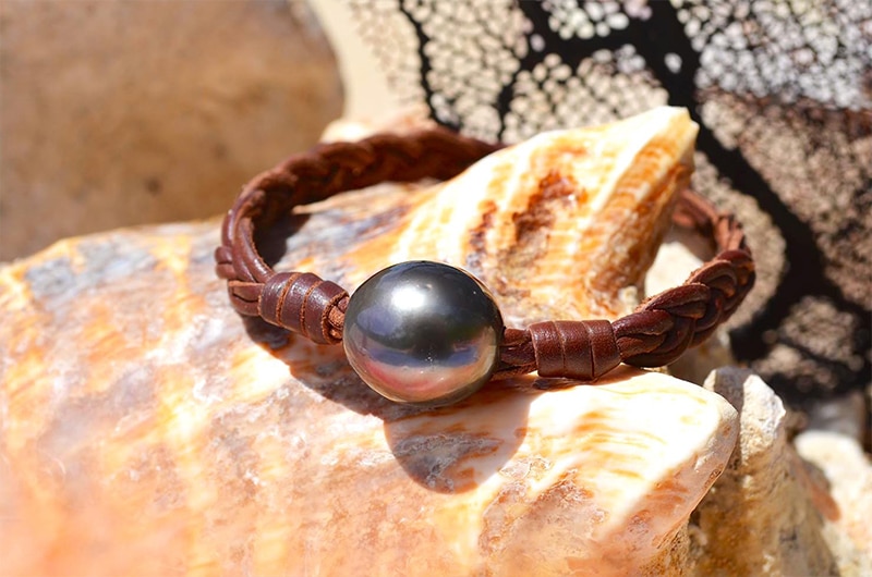 produit: Wide Braided bracelet 1 Tahitian Pearl