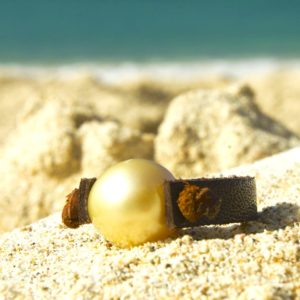 9 mm Australian Pearl Leather Ring, second view