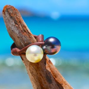 Bague “Toi & Moi” Perles de Tahiti et d’Australie 11mm, seconde vue