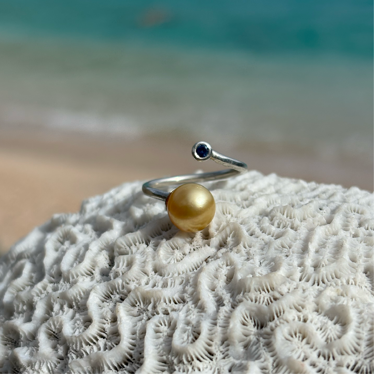 Product image Silver Ring With Sapphire And Pearl