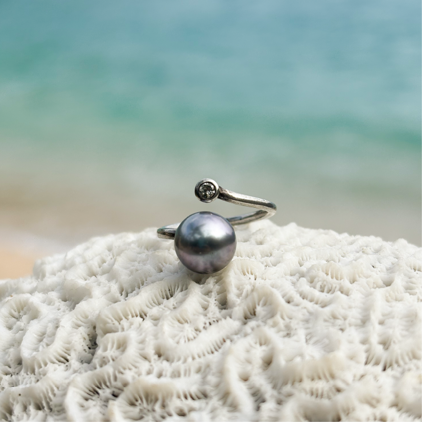 Product image Bague Argent 925 et Saphir Bleu Avec Perle Au Choix