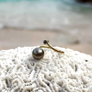 Bague Précieuse Ajustable Or, Saphir et Perle, vue principale