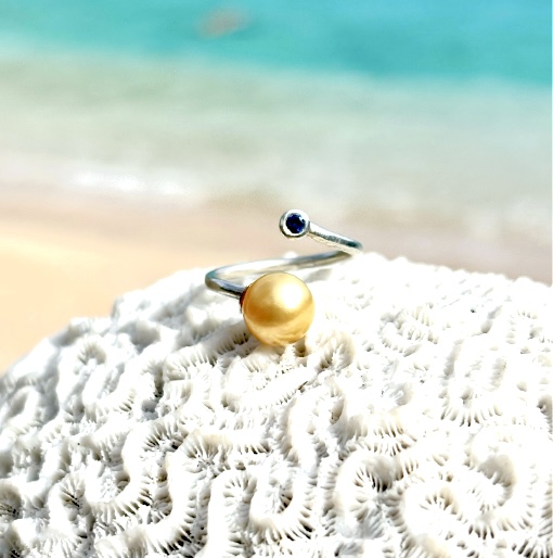 Product image Sterling Silver Ring and Sapphire With The Pearl of Your Choice